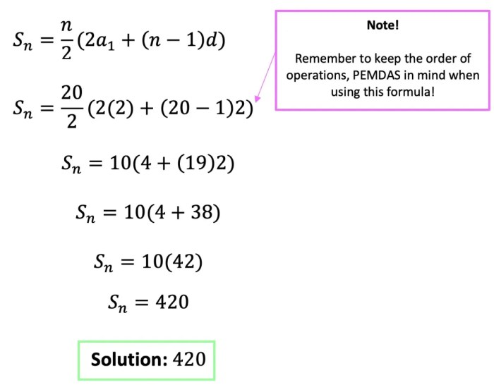 What is the sum of the finite arithmetic series 7.6+6.3+5